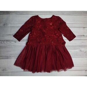 Pippa &‎ Julie Girls Red Sequin Lace Long Sleeve Dress Size 4